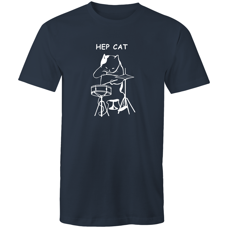 Hep Cat - Mens T-Shirt Navy Mens T-shirt Funny Mens Music