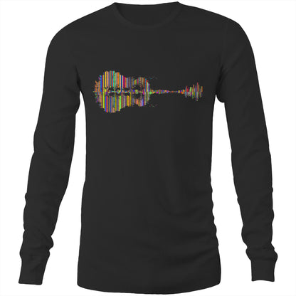 Guitar Reflection In Colour - Long Sleeve T-Shirt Black Unisex Long Sleeve T-shirt Music