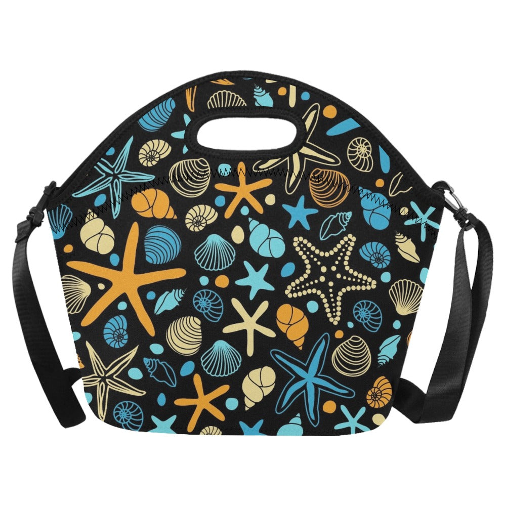 Starfish And Shells - Neoprene Lunch Bag/Large Neoprene Lunch Bag/Large animal Printed Offshore Summer