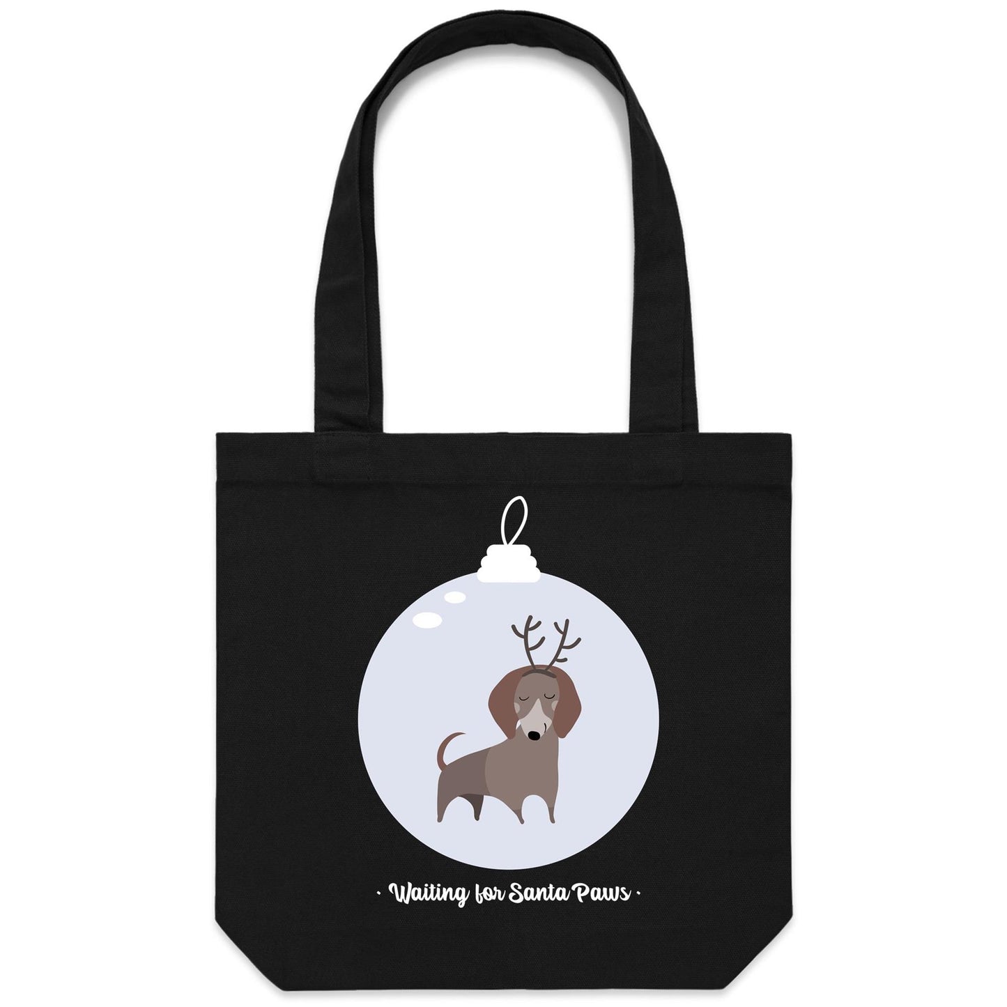 Santa Paws - Canvas Tote Bag Black One Size Christmas Tote Bag Merry Christmas