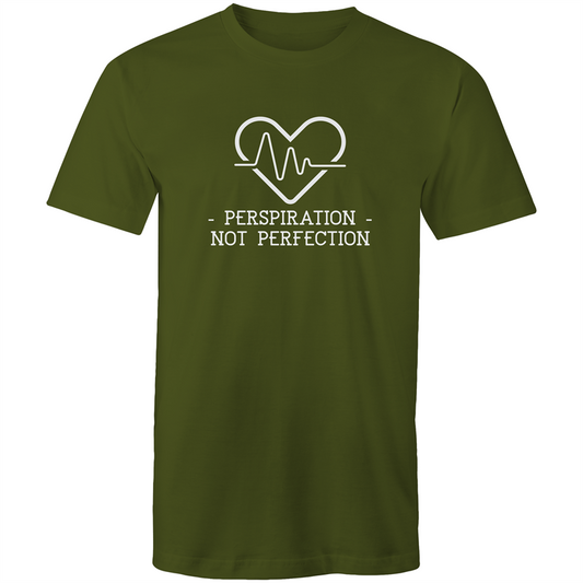 Perspiration Not Perfection - Short Sleeve T-shirt Army Green Fitness T-shirt Fitness Mens Womens