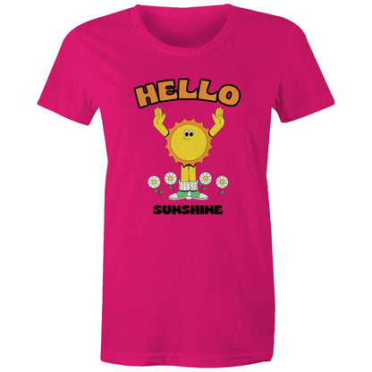 Hello Sunshine - Womens T-shirt Fuchsia Womens T-shirt Retro Summer