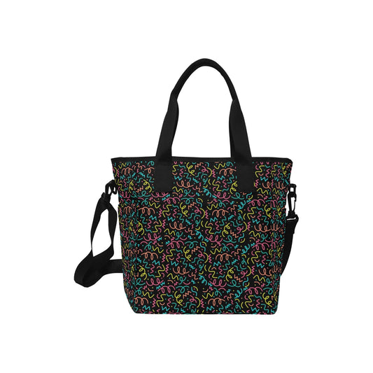 Squiggle Time - Tote Bag with Shoulder Strap Nylon Tote Bag