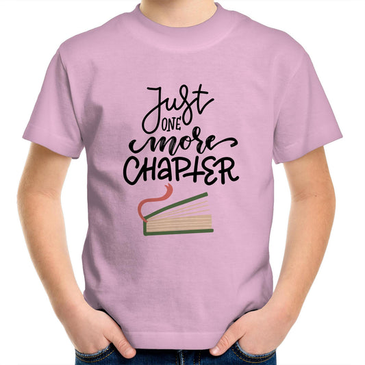 Just One More Chapter - Kids Youth Crew T-Shirt Pink Kids Youth T-shirt Reading