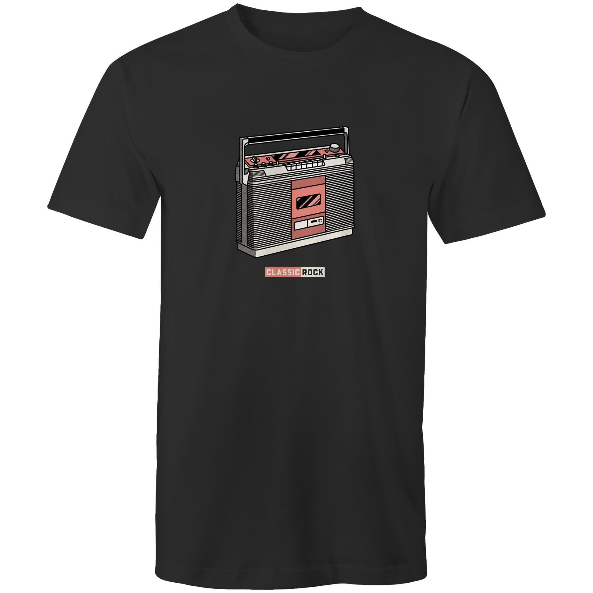 Classic Rock, Cassette Player - Mens T-Shirt Black Mens T-shirt Music Retro