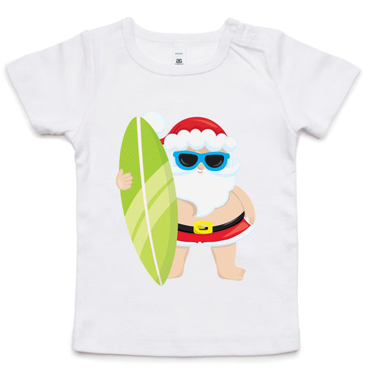 Surf Santa - Baby T-shirt White Christmas Baby T-shirt Merry Christmas