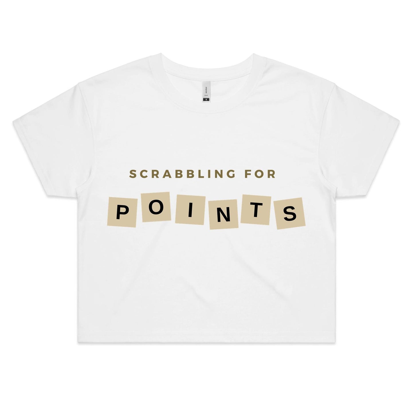 Scrabbling For Points - Women's Crop Tee White Womens Crop Top Games