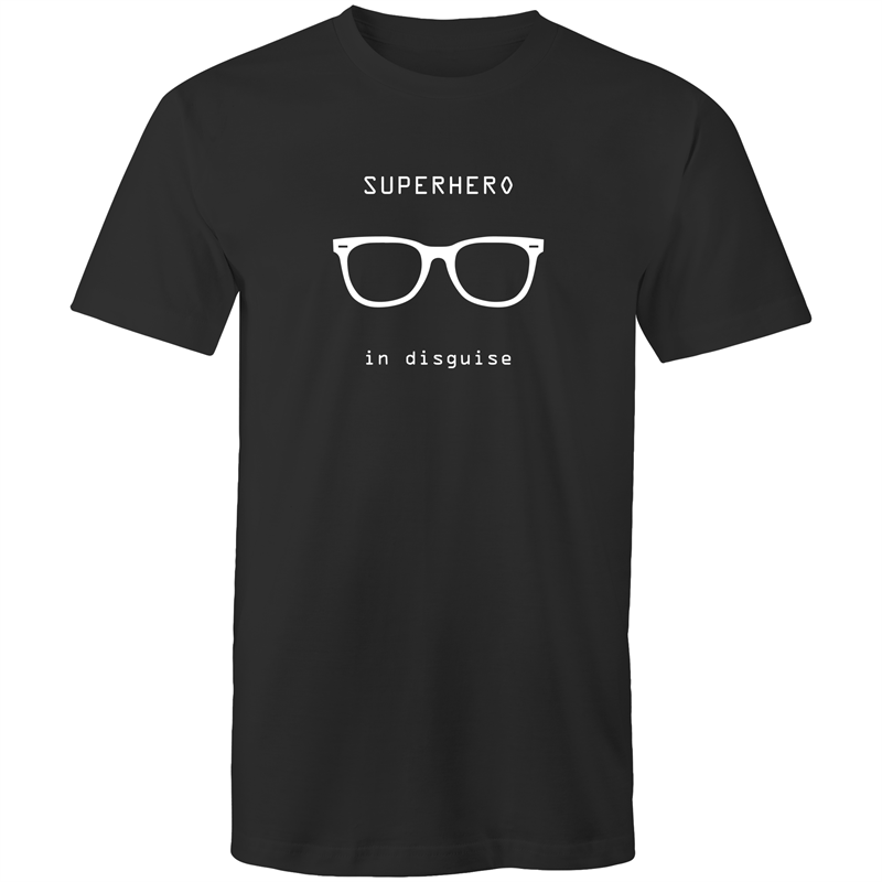 Superhero In Disguise - Mens T-Shirt Black Mens T-shirt comic Funny Mens
