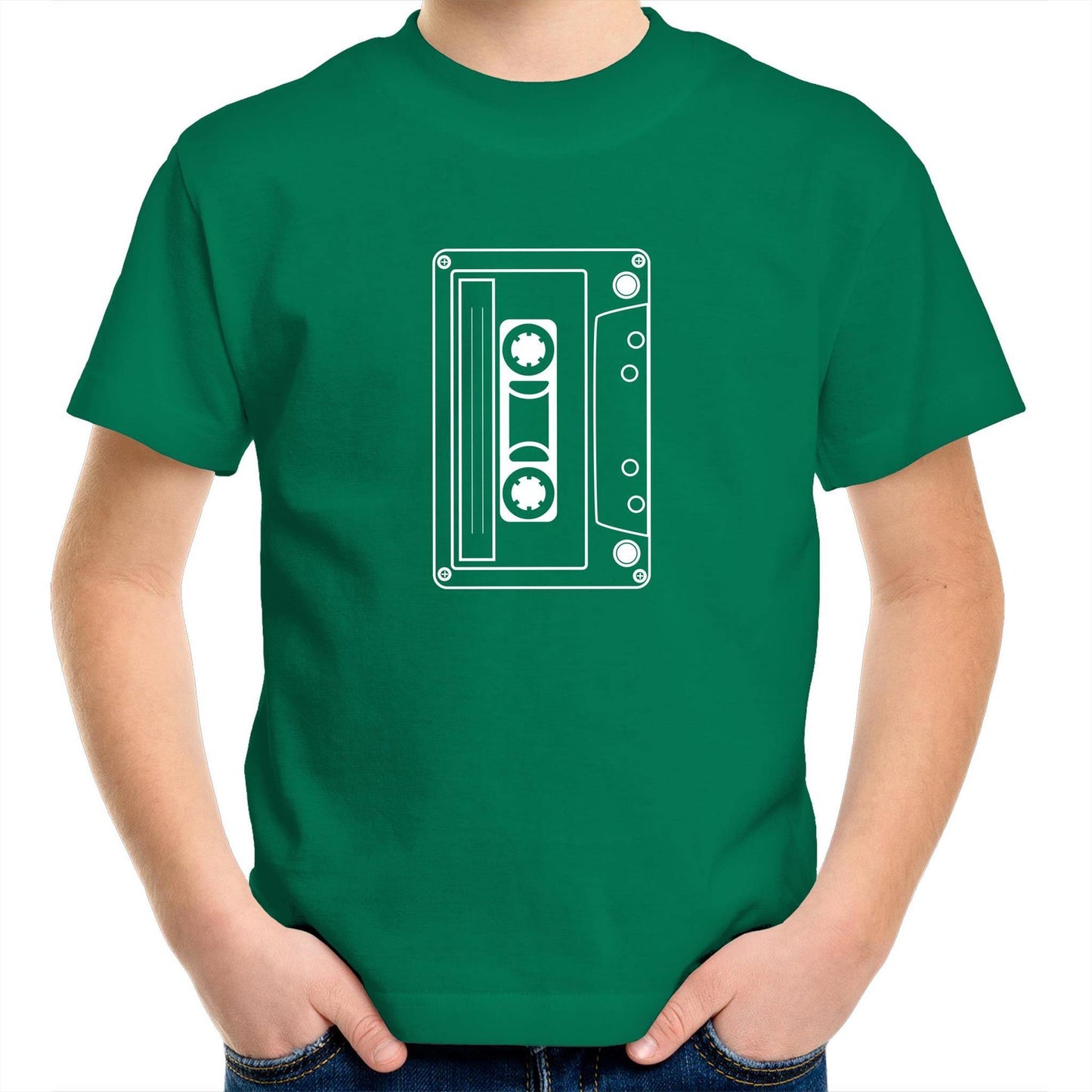 Cassette - Kids Youth Crew T-Shirt Kelly Green Kids Youth T-shirt Music Retro