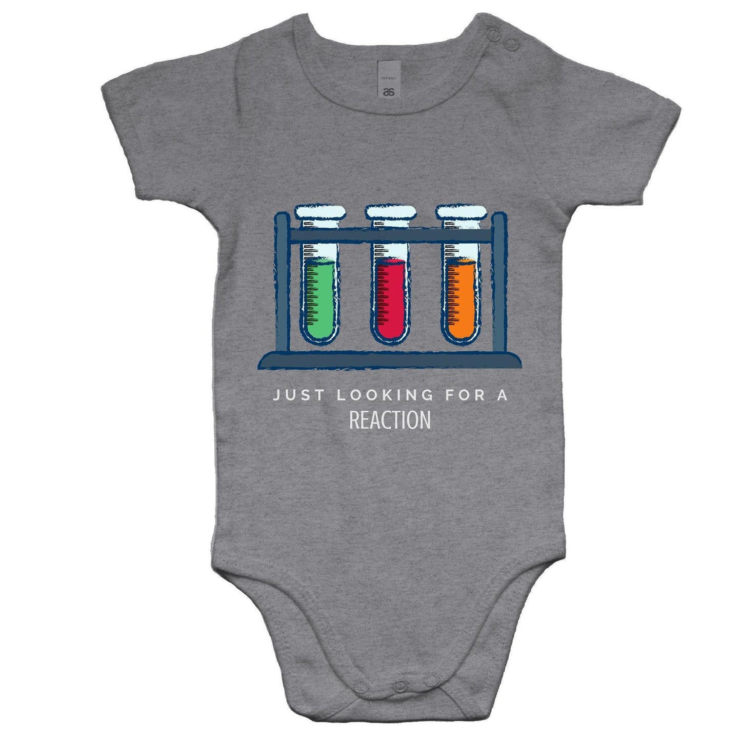 Test Tube, Just Looking For A Reaction - Baby Bodysuit Grey Marle Baby Bodysuit kids Science