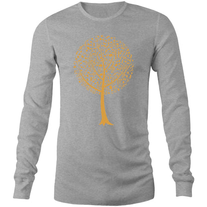 Music Tree - Long Sleeve T-Shirt Grey Marle Unisex Long Sleeve T-shirt Mens Music Plants Womens