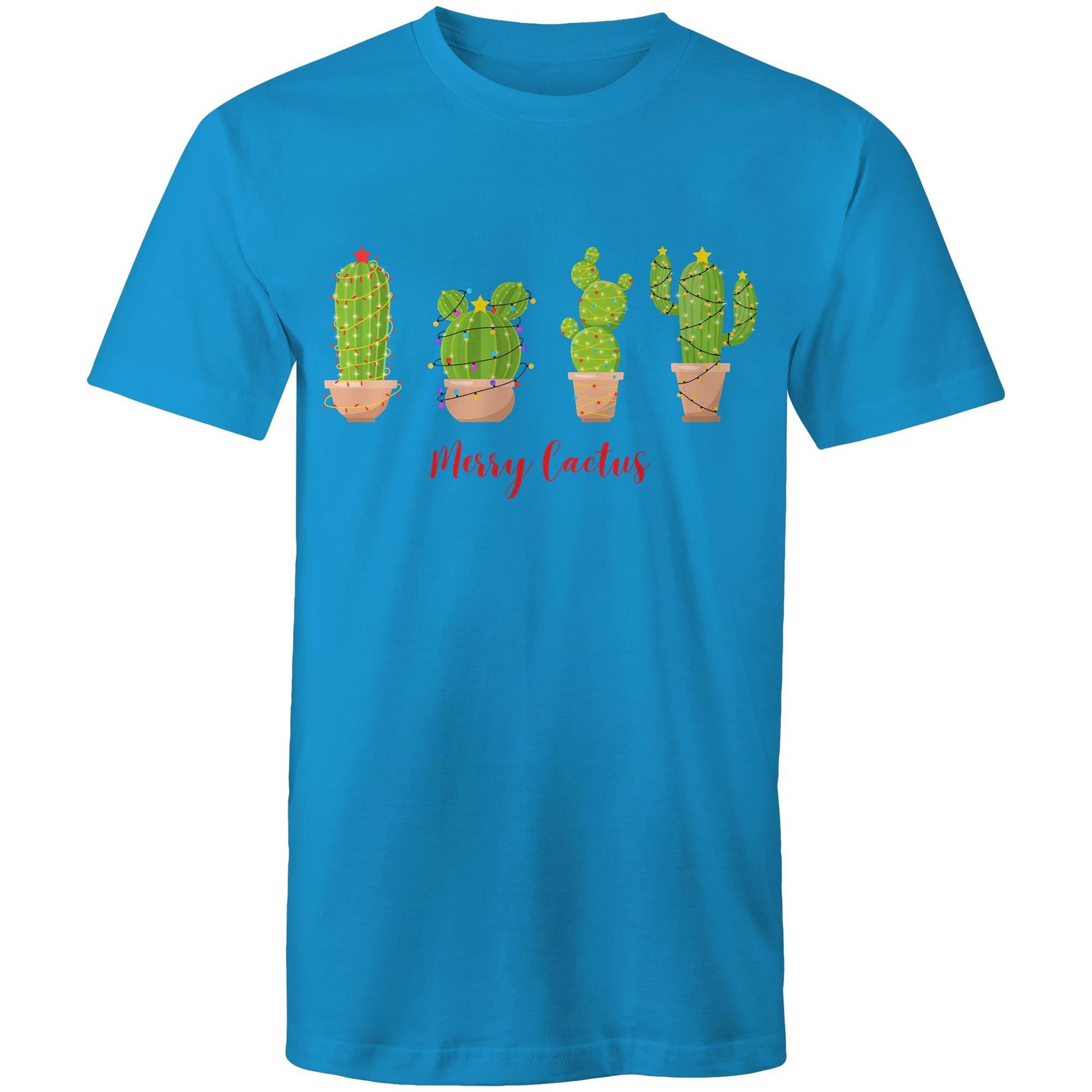 Merry Cactus - Mens T-Shirt Arctic Blue Christmas Mens T-shirt Merry Christmas