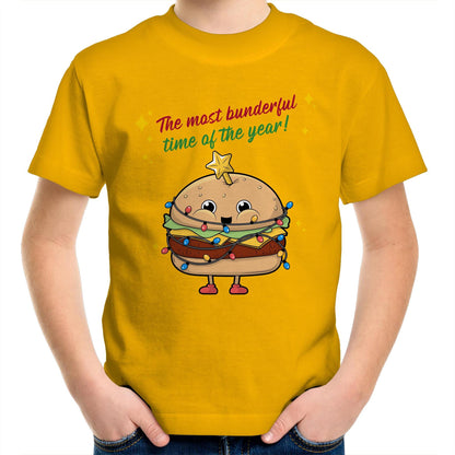 The Most Bunderful Time Of The Year - Kids Youth Crew T-Shirt Gold Christmas Kids T-shirt Merry Christmas
