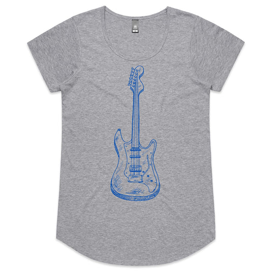 Guitar - Womens Scoop Neck T-Shirt Grey Marle Womens Scoop Neck T-shirt Music Womens