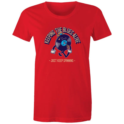 Keeping The Blues Alive - Womens T-shirt Red Womens T-shirt Music