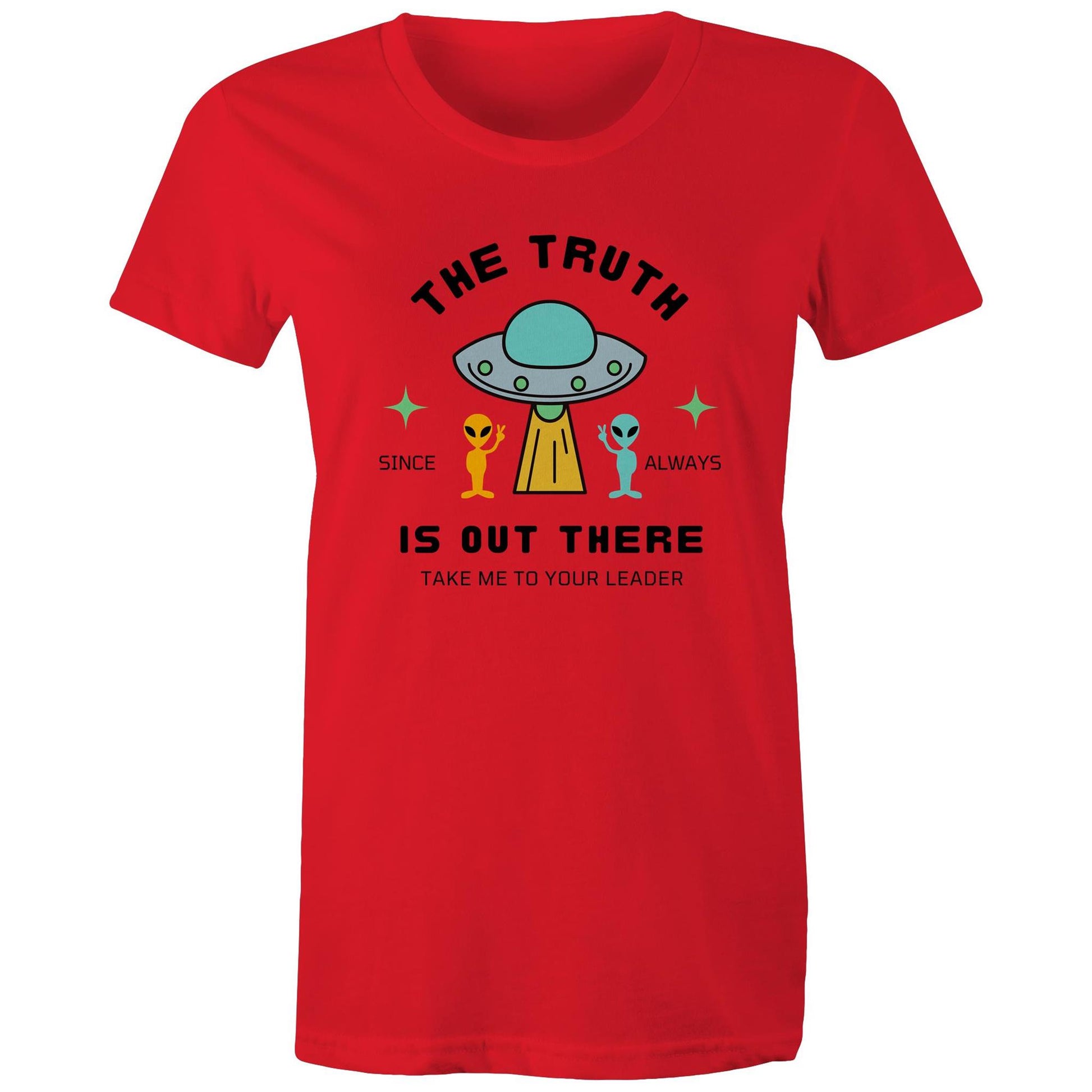 The Truth Is Out There - Womens T-shirt Red Womens T-shirt Sci Fi