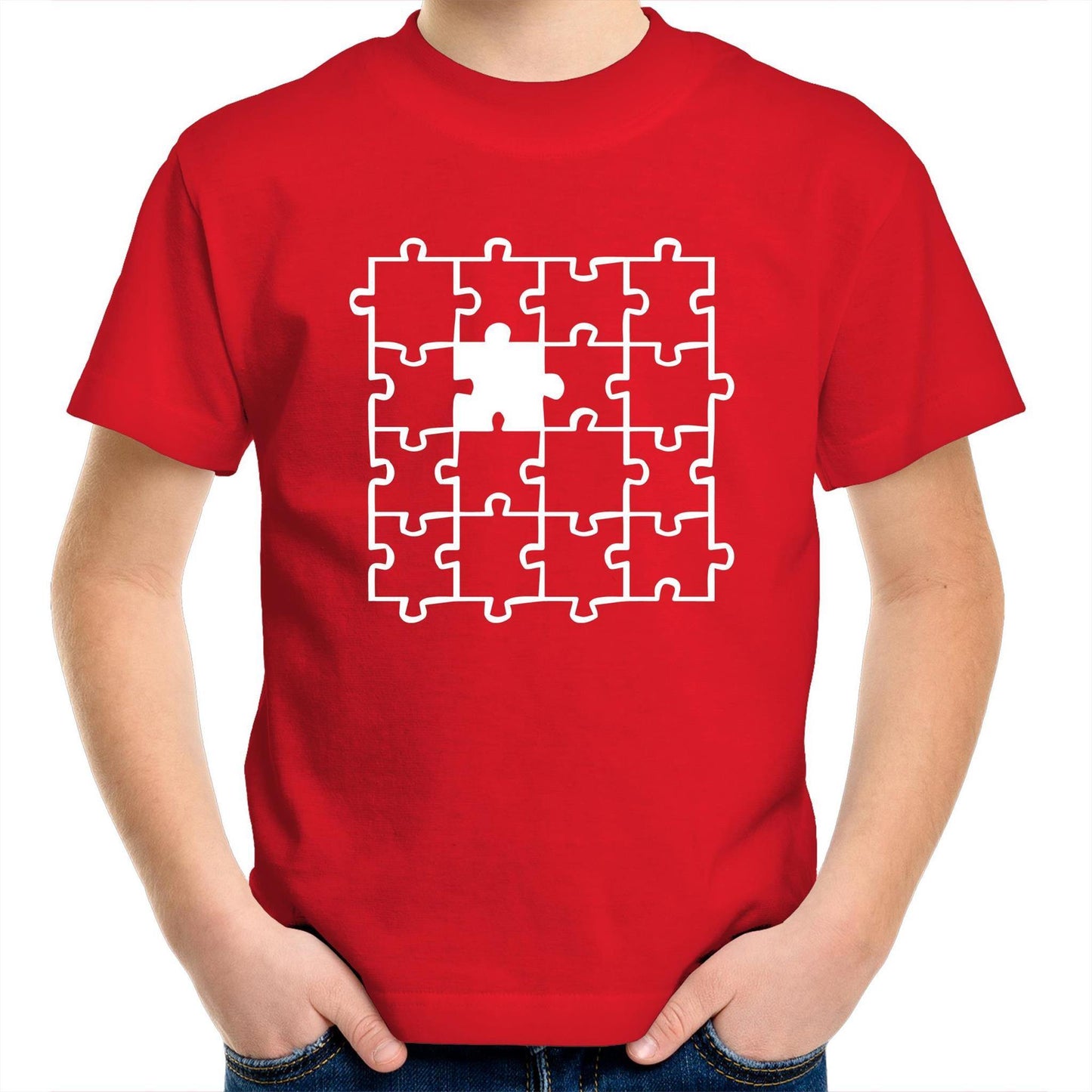 Jigsaw - Kids Youth Crew T-Shirt Red Kids Youth T-shirt Games