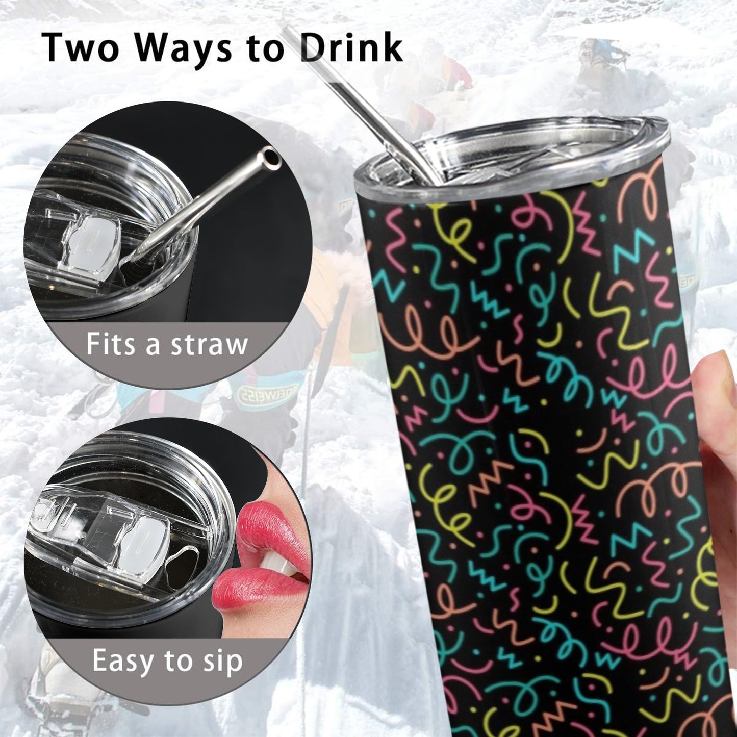 Squiggle Time - 20oz Tall Skinny Tumbler with Lid and Straw 20oz Tall Skinny Tumbler with Lid and Straw Printed Offshore