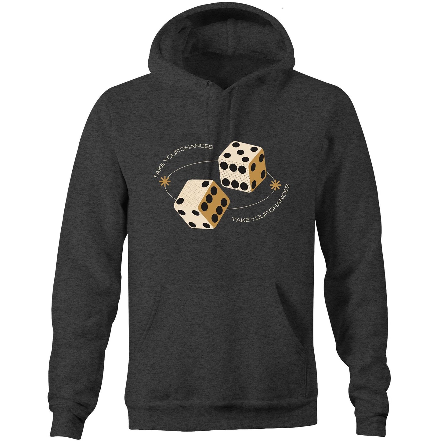 Dice, Take Your Chances - Pocket Hoodie Sweatshirt Asphalt Marle Hoodie Games