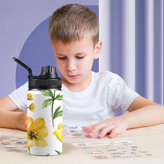 Yellow Flowers - Kids Water Bottle with Chug Lid (12 oz) Kids Water Bottle with Chug Lid