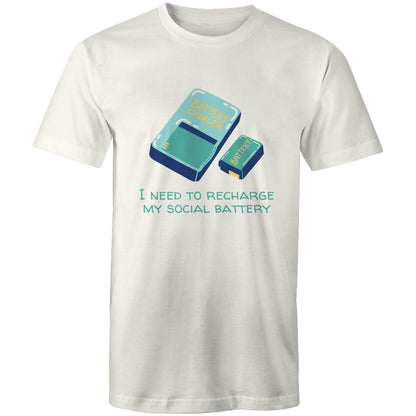 Recharge My Social Battery - Mens T-Shirt Natural Mens T-shirt Funny Mens