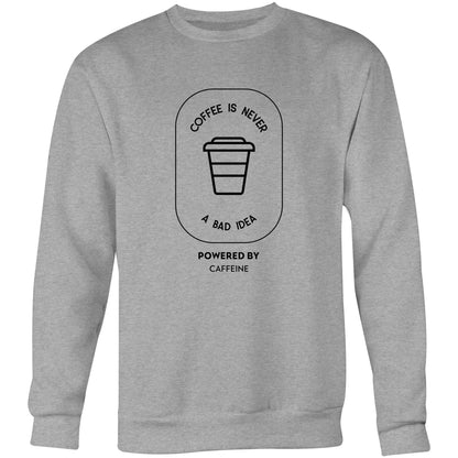 Powered By Caffeine - Crew Sweatshirt Grey Marle Sweatshirt Coffee Mens Womens