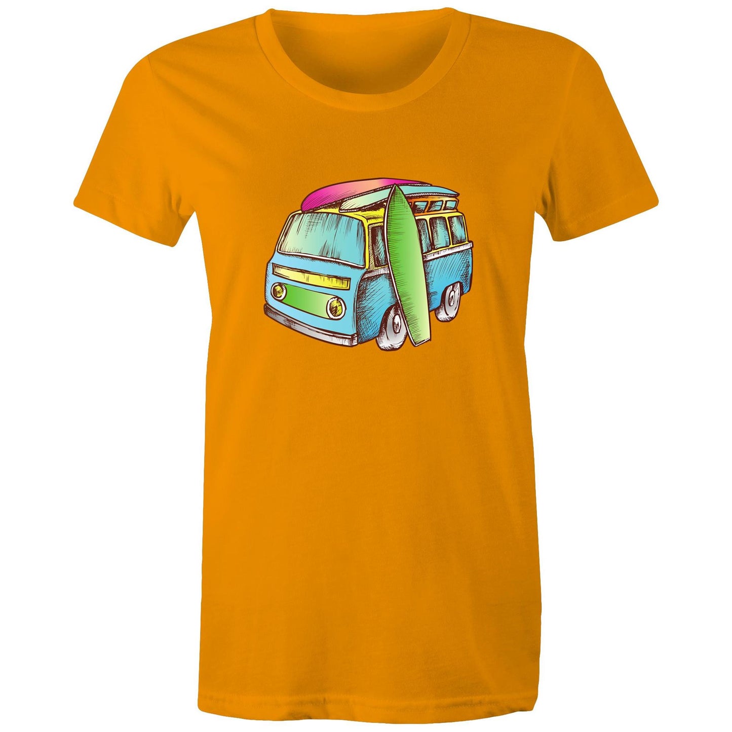 Surf Trip - Womens T-shirt Orange Womens T-shirt Retro Summer Womens