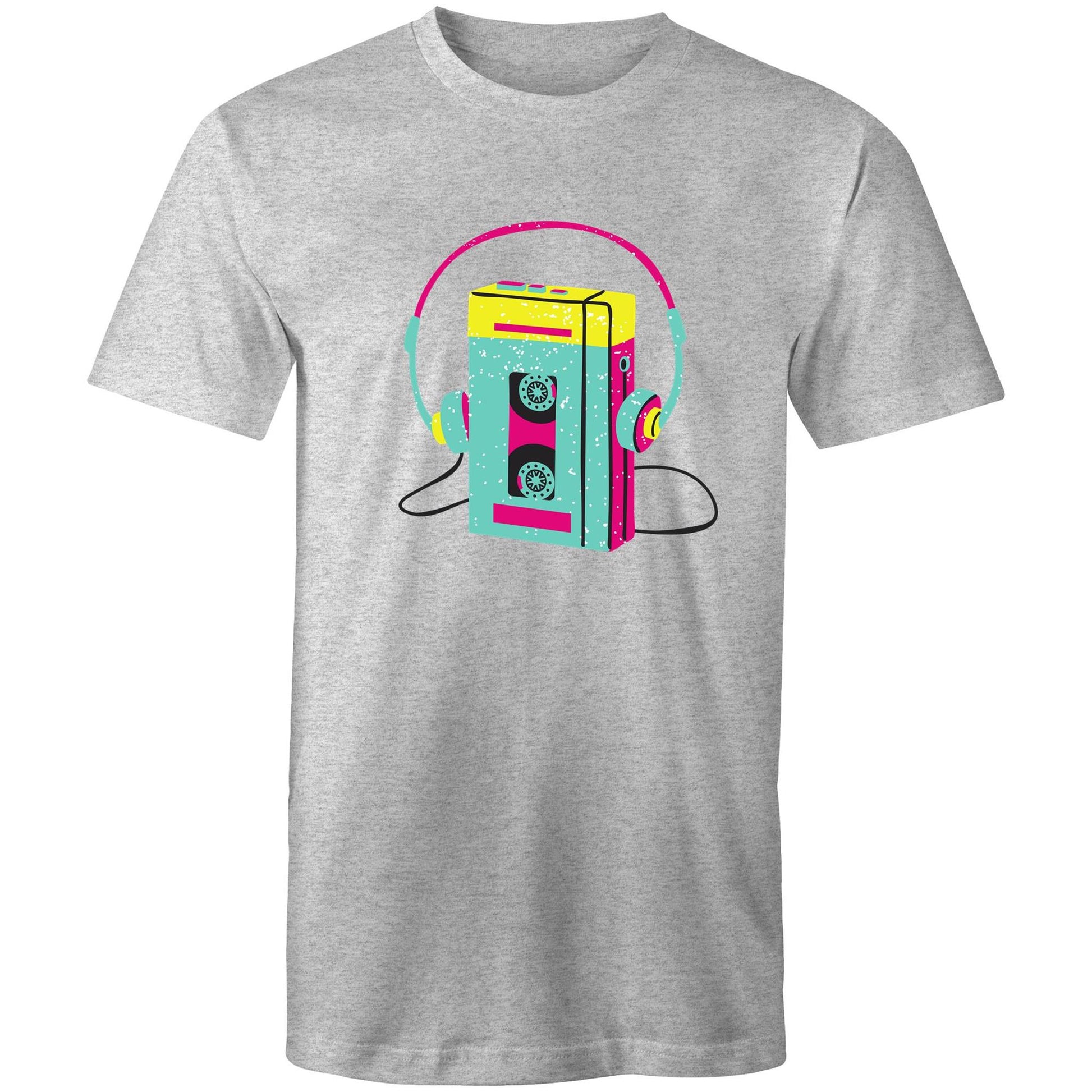 Wired For Sound, Music Player - Mens T-Shirt Grey Marle Mens T-shirt Mens Music Retro