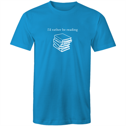 I'd Rather Be Reading - Mens T-Shirt Arctic Blue Mens T-shirt Funny Mens