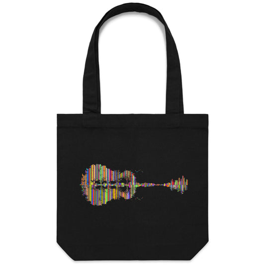 Guitar Reflection In Colour - Canvas Tote Bag Black One Size Tote Bag Music