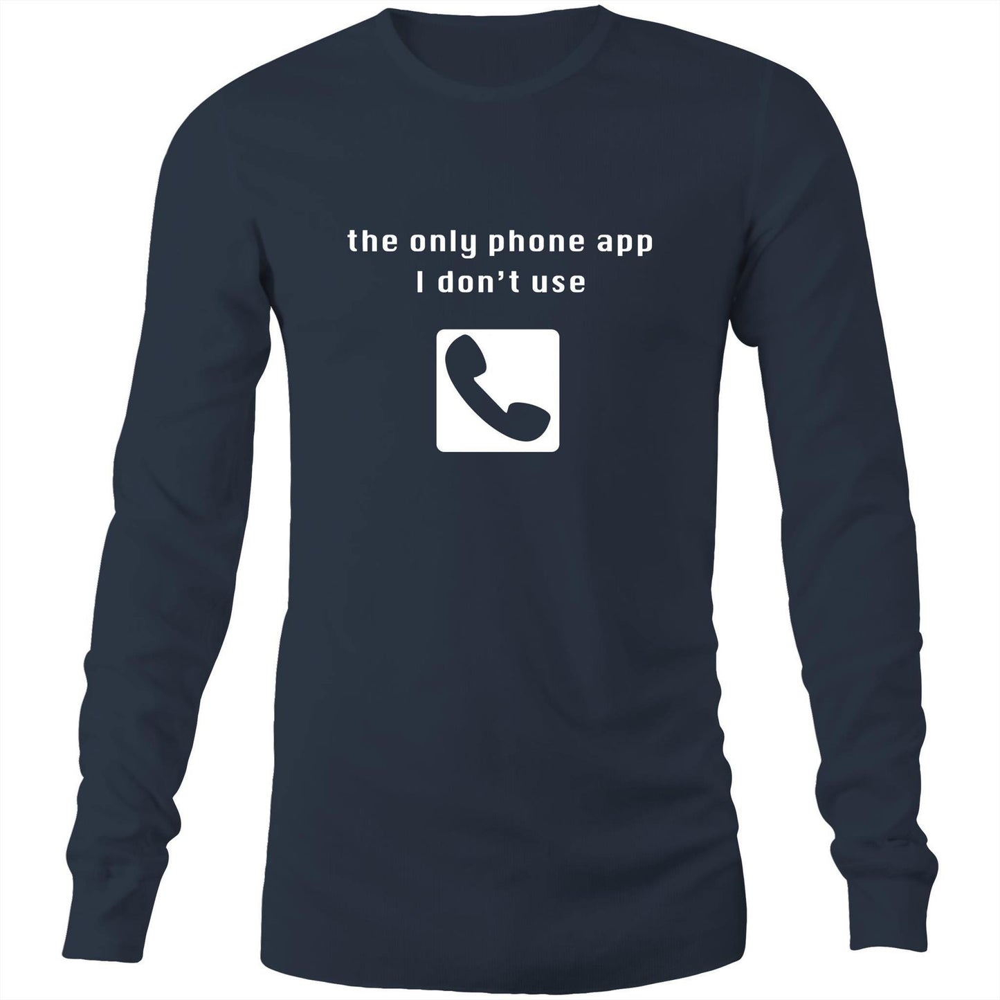 Phone App - Long Sleeve T-Shirt Navy Unisex Long Sleeve T-shirt Mens Womens