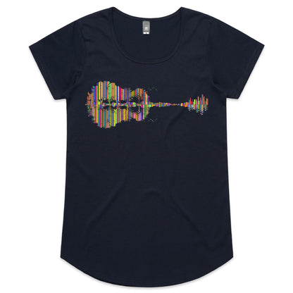 Guitar Reflection In Colour - Womens Scoop Neck T-Shirt Navy Womens Scoop Neck T-shirt Music