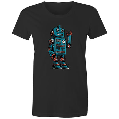 Robot - Womens T-shirt Black Womens T-shirt Sci Fi