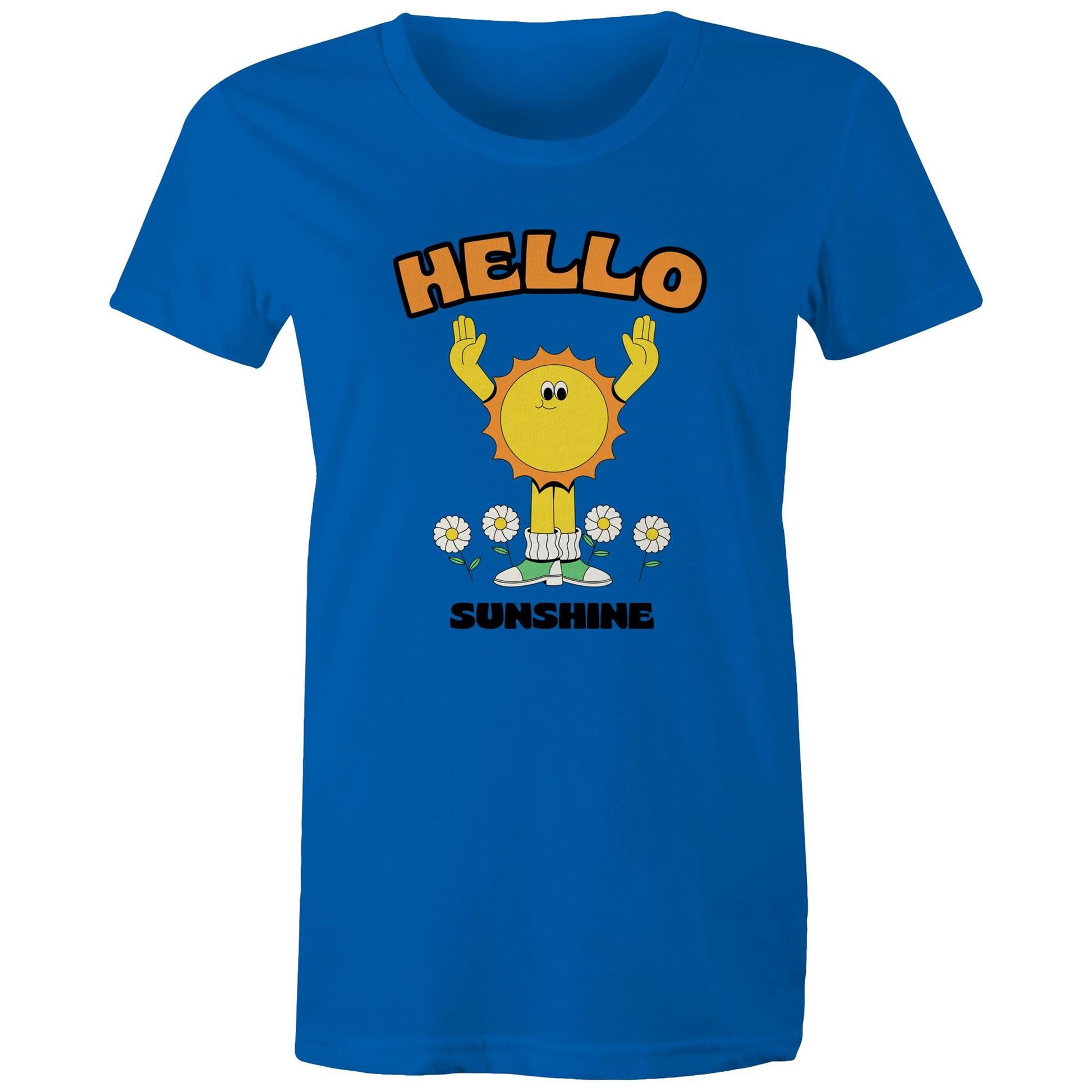 Hello Sunshine - Womens T-shirt Bright Royal Womens T-shirt Retro Summer