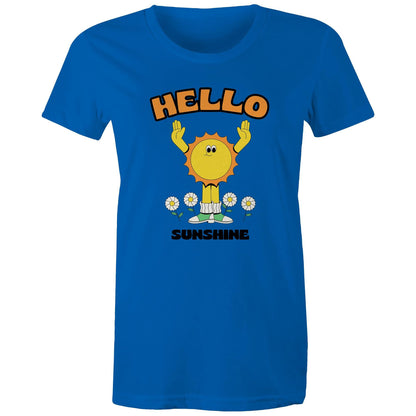 Hello Sunshine - Womens T-shirt Bright Royal Womens T-shirt Retro Summer