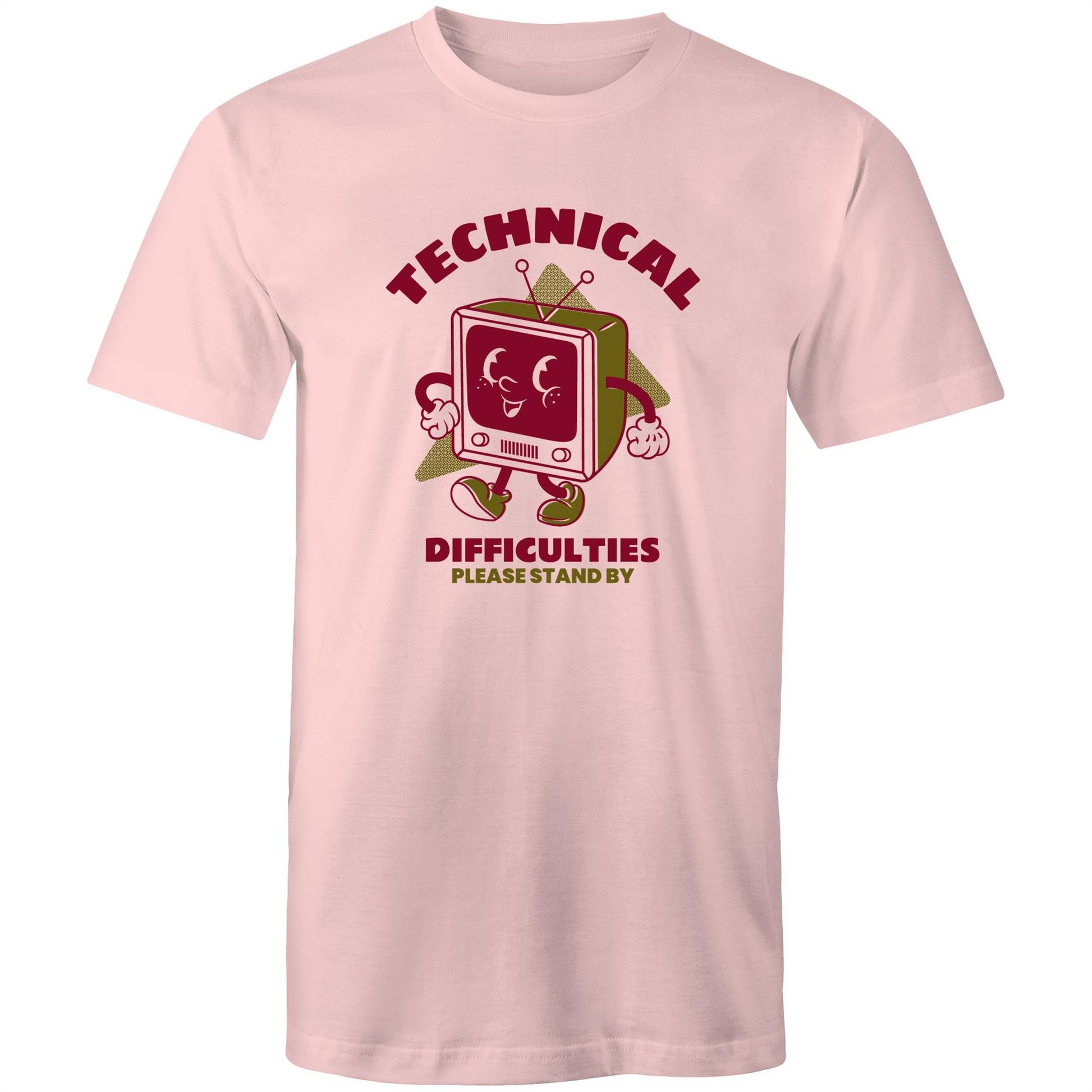 Retro TV Technical Difficulties - Mens T-Shirt Pink Mens T-shirt Retro Tech