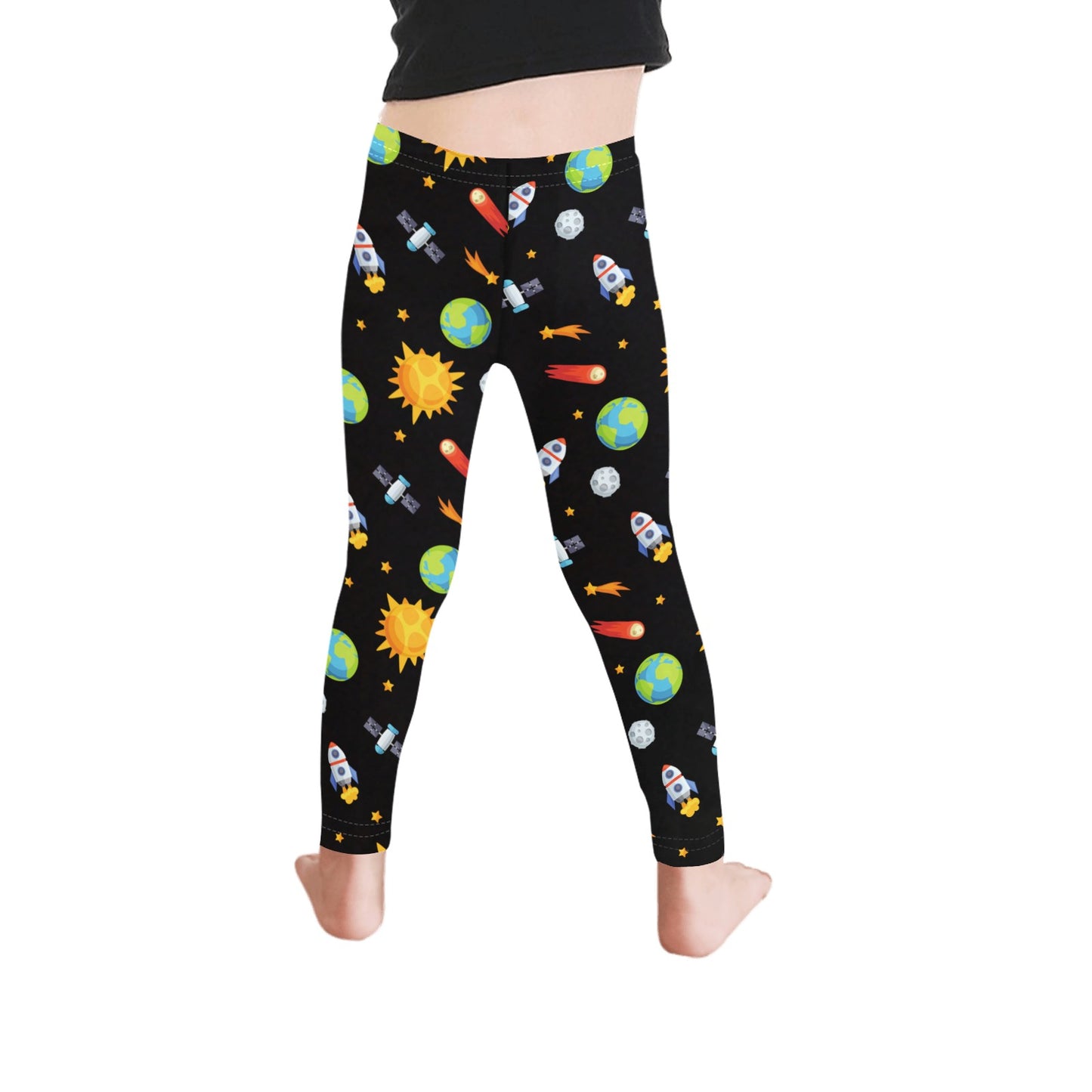 Busy Space - Kid's Ankle Length Leggings Kids Leggings