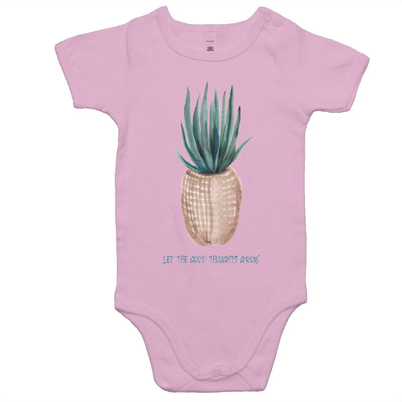 Let The Good Thoughts Grow - Baby Bodysuit Pink Baby Bodysuit kids Plants