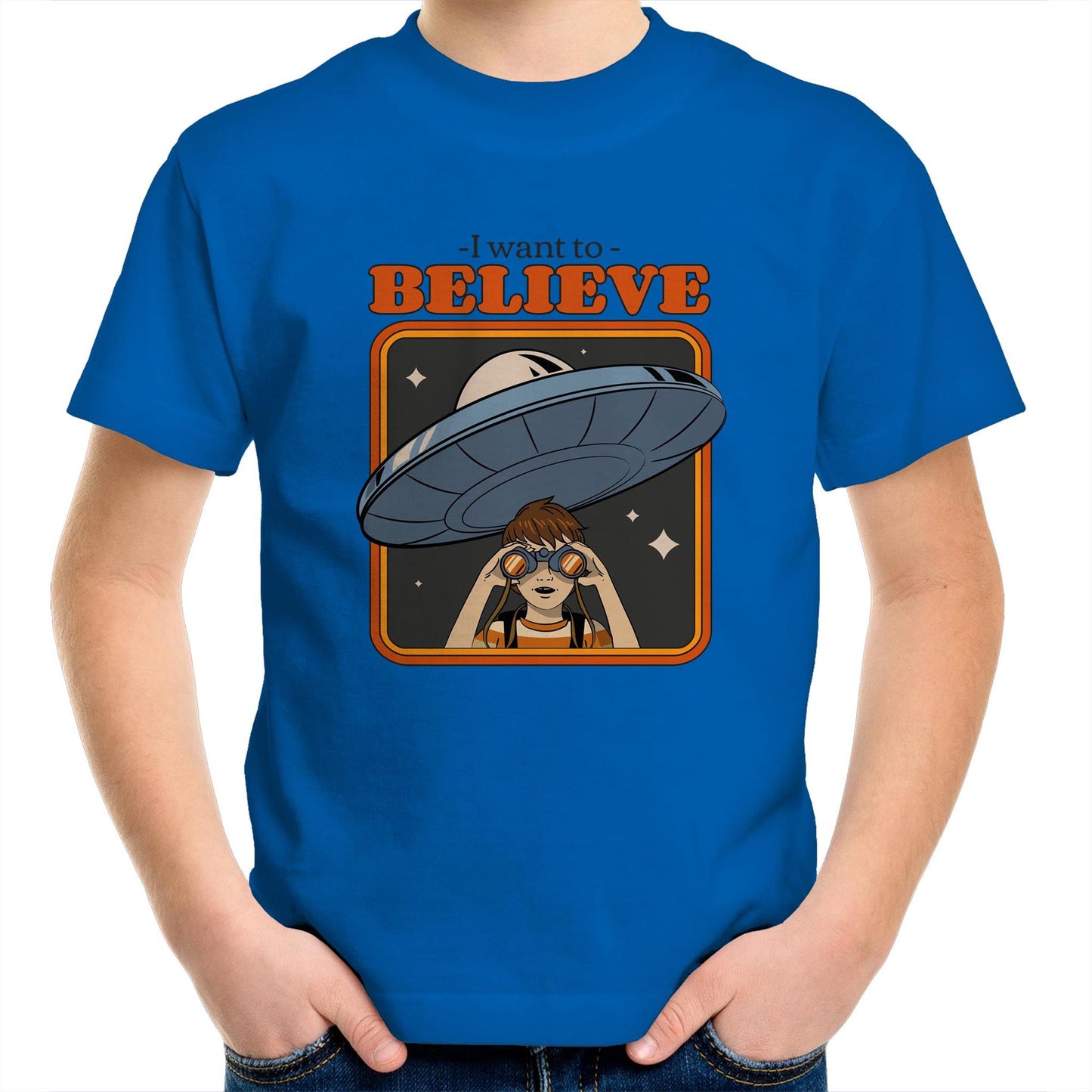 I Want To Believe - Kids Youth Crew T-Shirt Bright Royal Kids Youth T-shirt Sci Fi