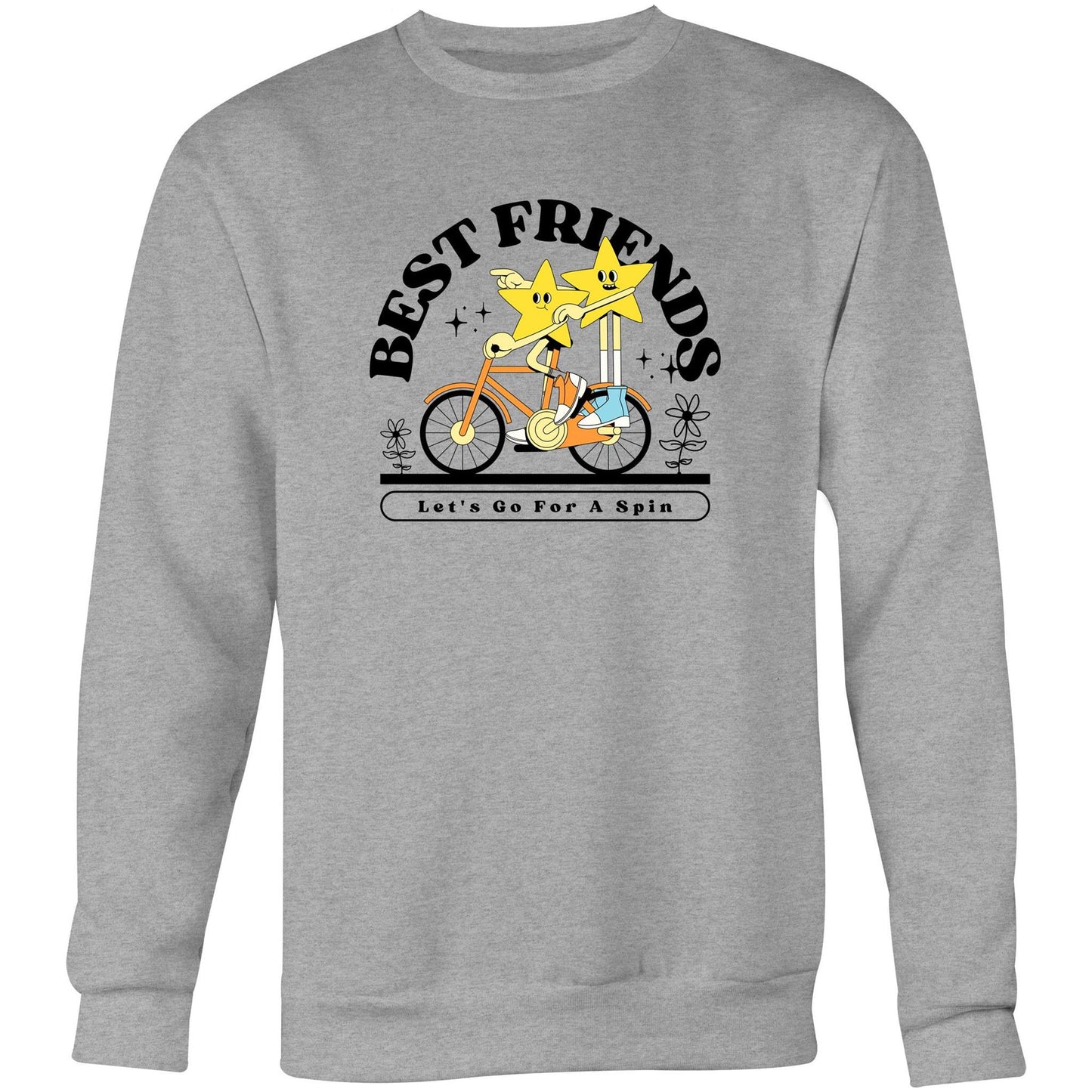 Best Friends - Crew Sweatshirt Grey Marle Sweatshirt Retro