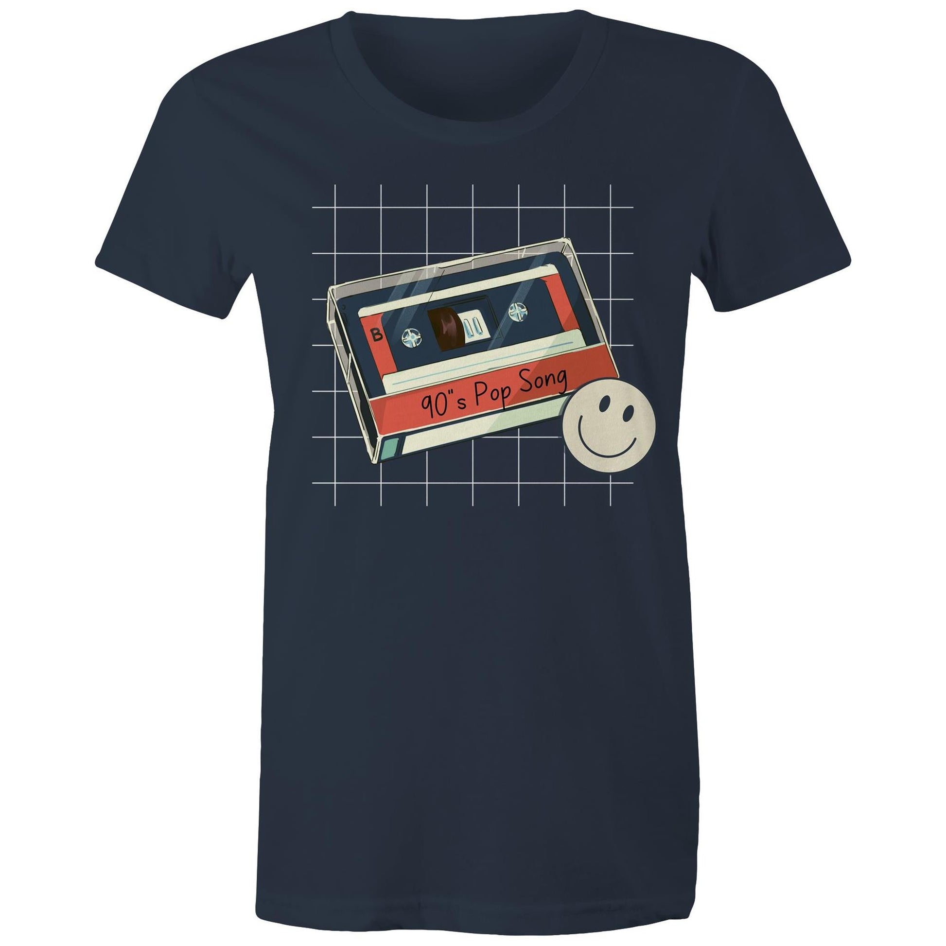 90's Pop Song - Womens T-shirt Navy Womens T-shirt Music Retro