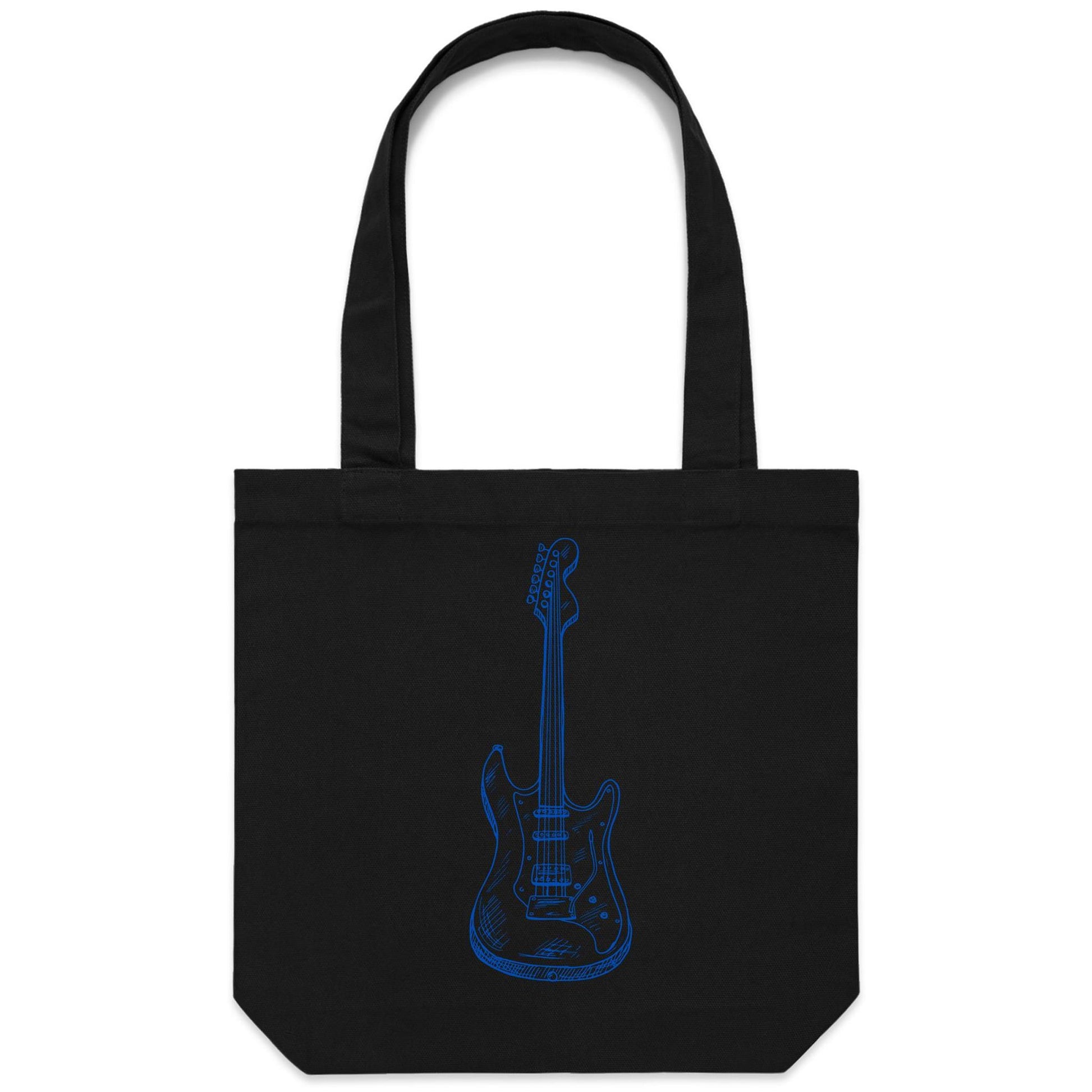 Guitar - Canvas Tote Bag Black One-Size Tote Bag Music