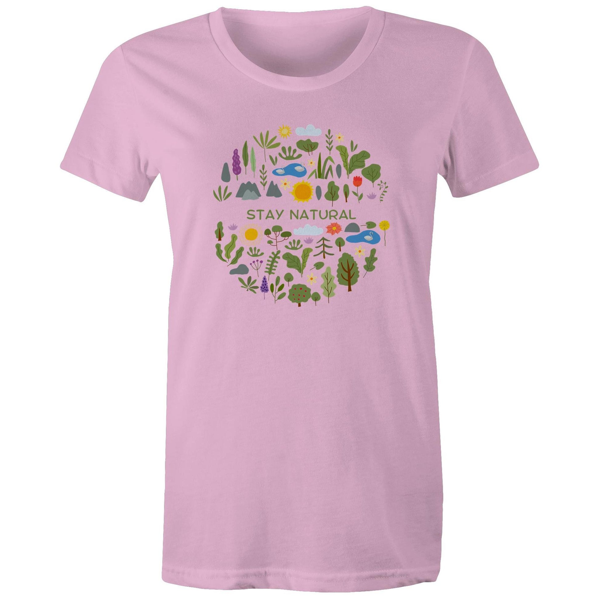 Stay Natural - Womens T-shirt Pink Womens T-shirt Environment Plants