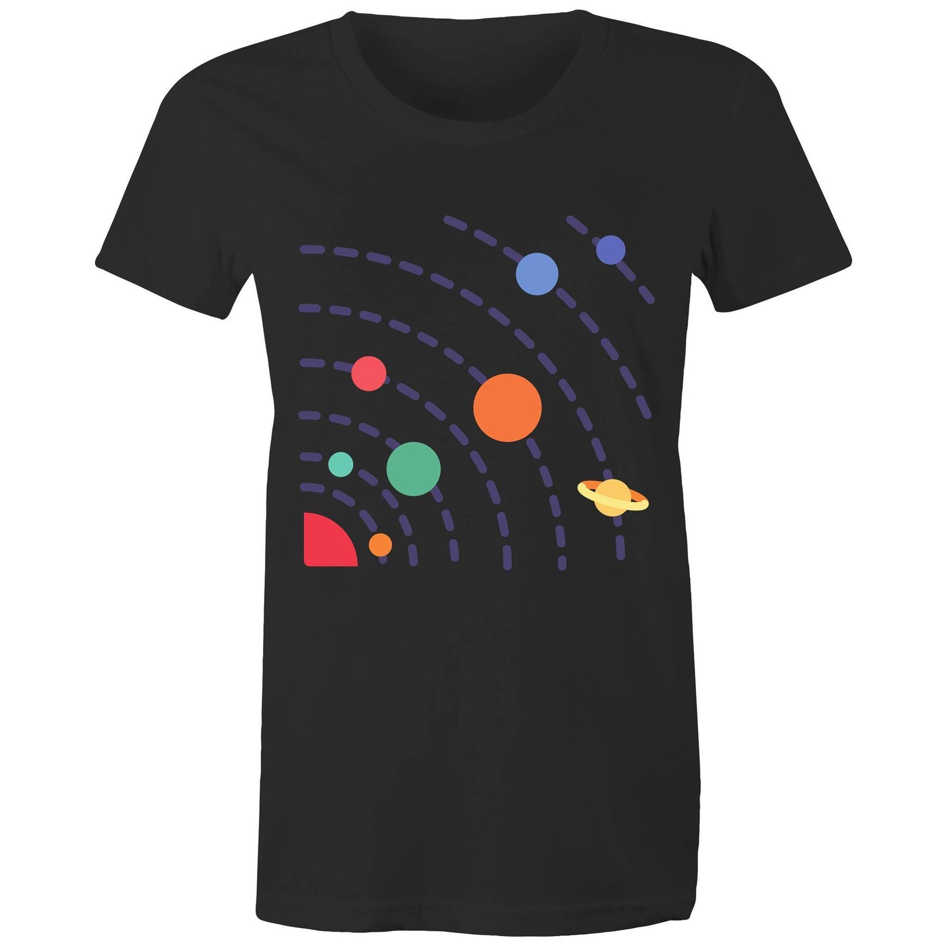 Solar System - Women's T-shirt Black Womens T-shirt Science Space Womens