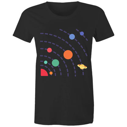 Solar System - Women's T-shirt Black Womens T-shirt Science Space Womens