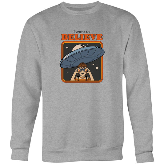 I Want To Believe - Crew Sweatshirt Grey Marle Sweatshirt Sci Fi
