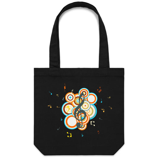 Groovy Music - Canvas Tote Bag Black One-Size Tote Bag Music Retro