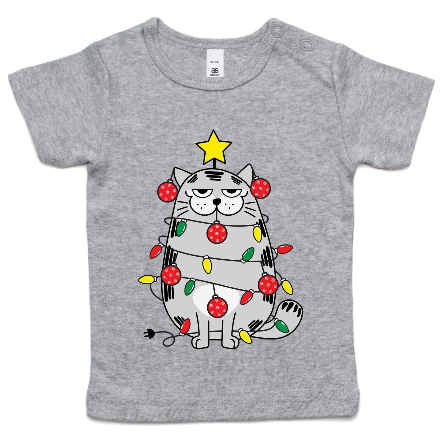 Christmas Cat - Baby T-shirt Grey Marle Christmas Baby T-shirt Merry Christmas