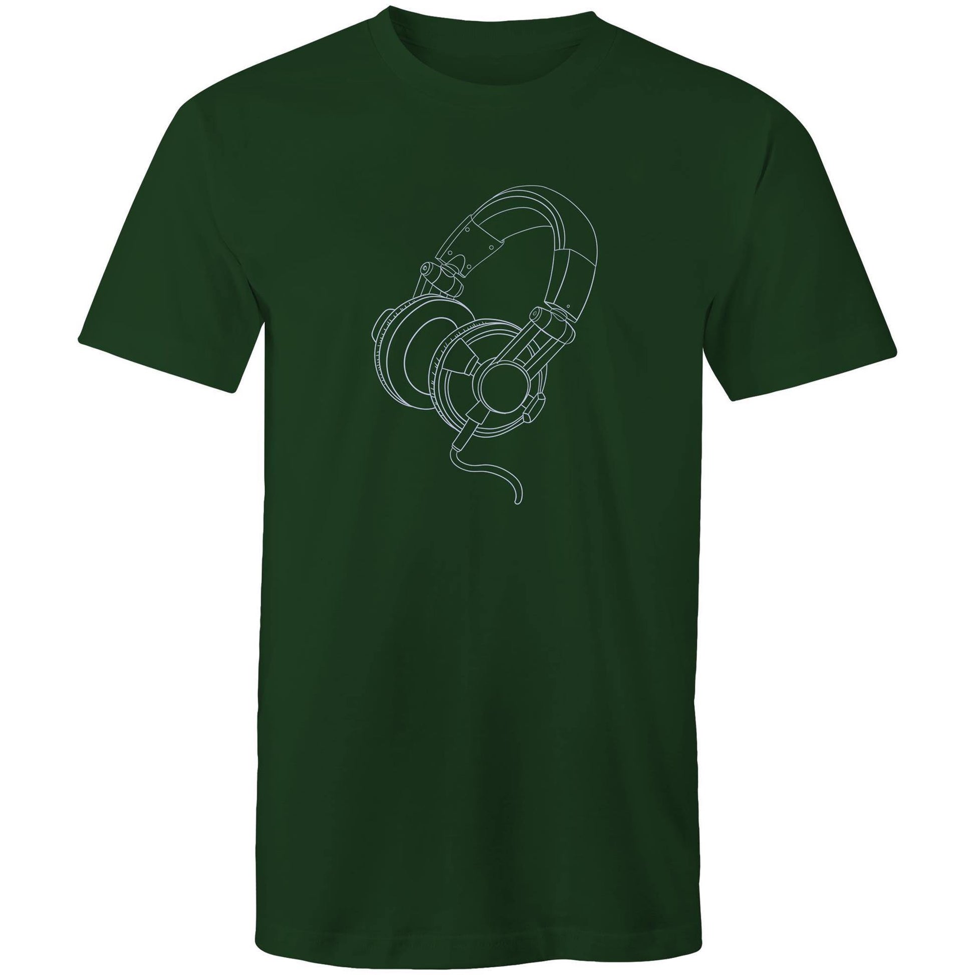 Headphones - Mens T-Shirt Forest Green Mens T-shirt Mens Music