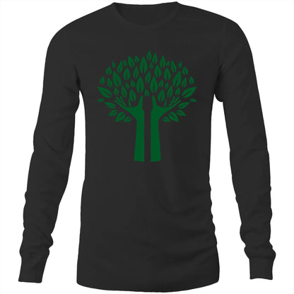 Green Tree - Long Sleeve T-Shirt Black Unisex Long Sleeve T-shirt Environment Mens Plants Womens